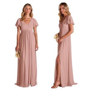 NWT Birdy Grey Rose Colored Hannah Chiffon Bridesmaids Formal Dress